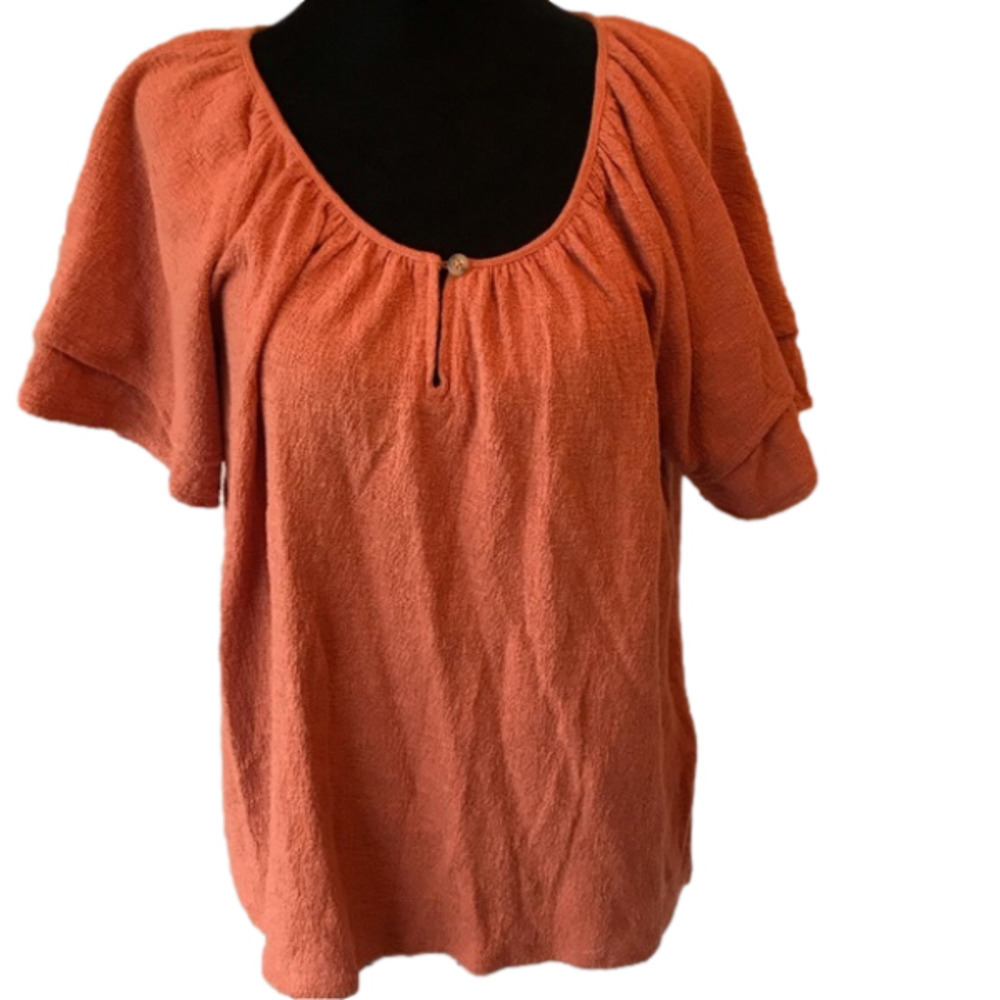 MADEWELL top textured cotton short sleeve shirt. Size small.